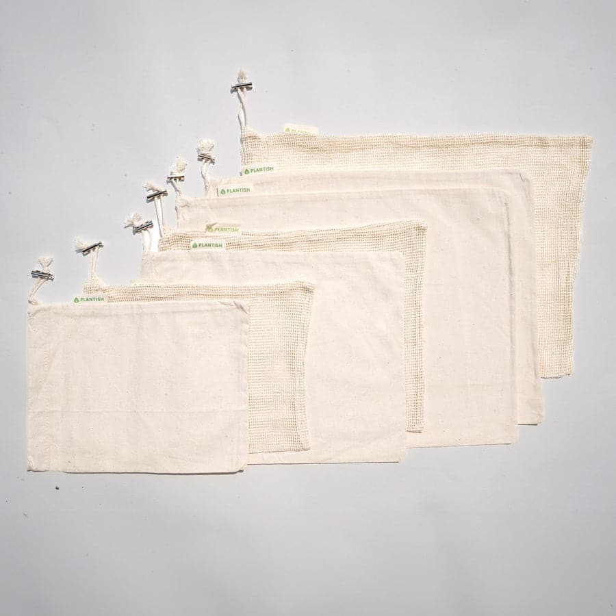 Set de 9 Sacs Réutilisables en Coton Bio -2